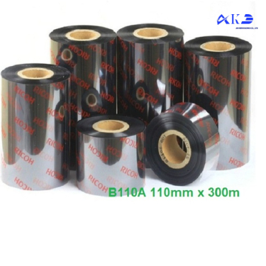RUY BĂNG MỰC IN MÃ VẠCH WAX/RESIN  B110A  110mm x 300m  RICOH